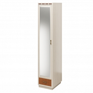 Шкаф 1-дверный с зеркалом Кэри голд, цвет Млечный дуб